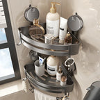 No Drill Suction Corner Bathroom Organizer Storage Shelf