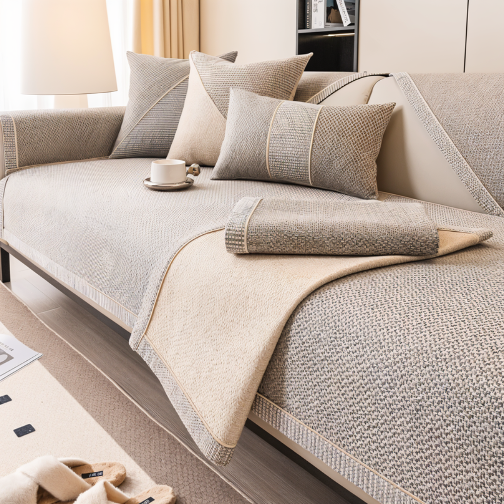 Non Slip Polyester Sofa Protector Cover with Latex Dots