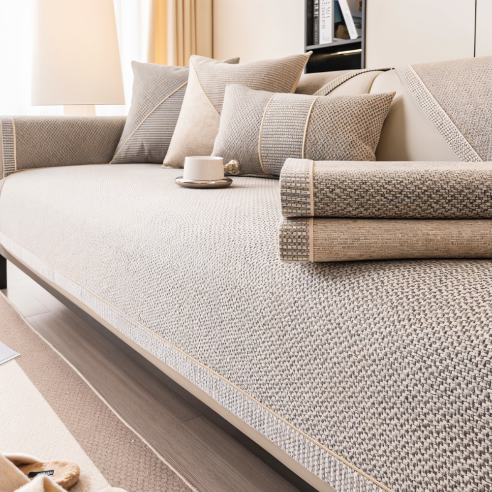 Non Slip Polyester Sofa Protector Cover with Latex Dots