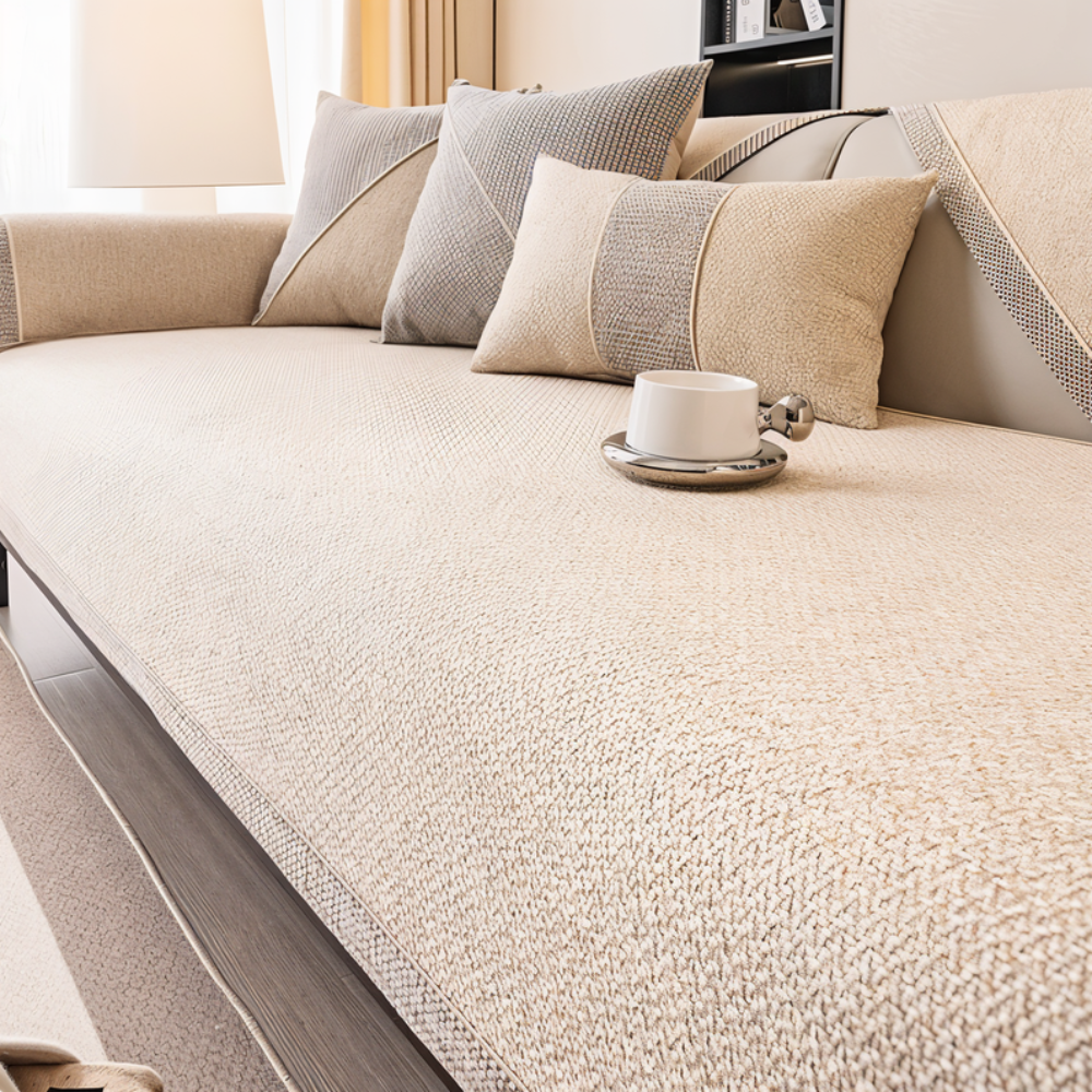 Non Slip Polyester Sofa Protector Cover with Latex Dots