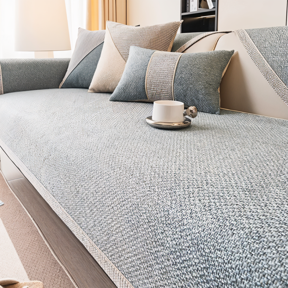 Non Slip Polyester Sofa Protector Cover with Latex Dots