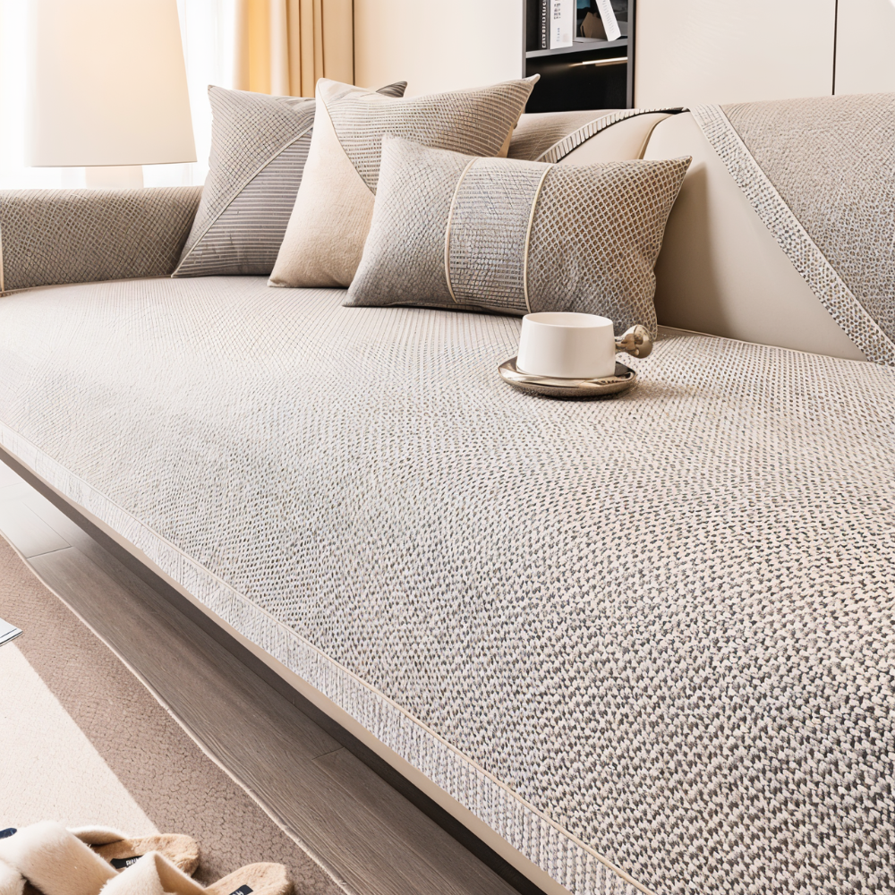 Non Slip Polyester Sofa Protector Cover with Latex Dots