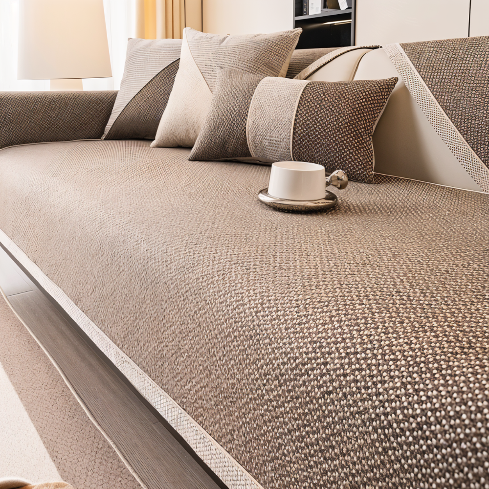 Non Slip Polyester Sofa Protector Cover with Latex Dots