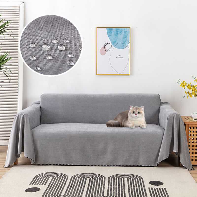 Polyester Cotton Sofa Cover Throw with Silicone Backing