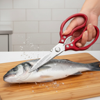 Red Kitchen Scissors with Stainless Steel Blade and Aluminium Grip