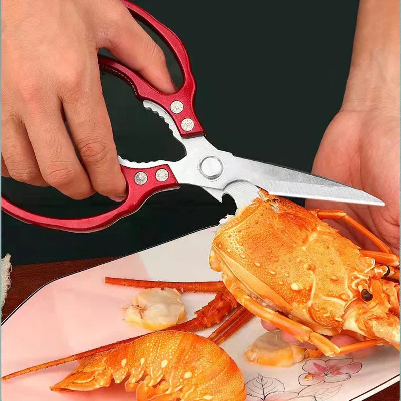 Red Kitchen Scissors with Stainless Steel Blade and Aluminium Grip