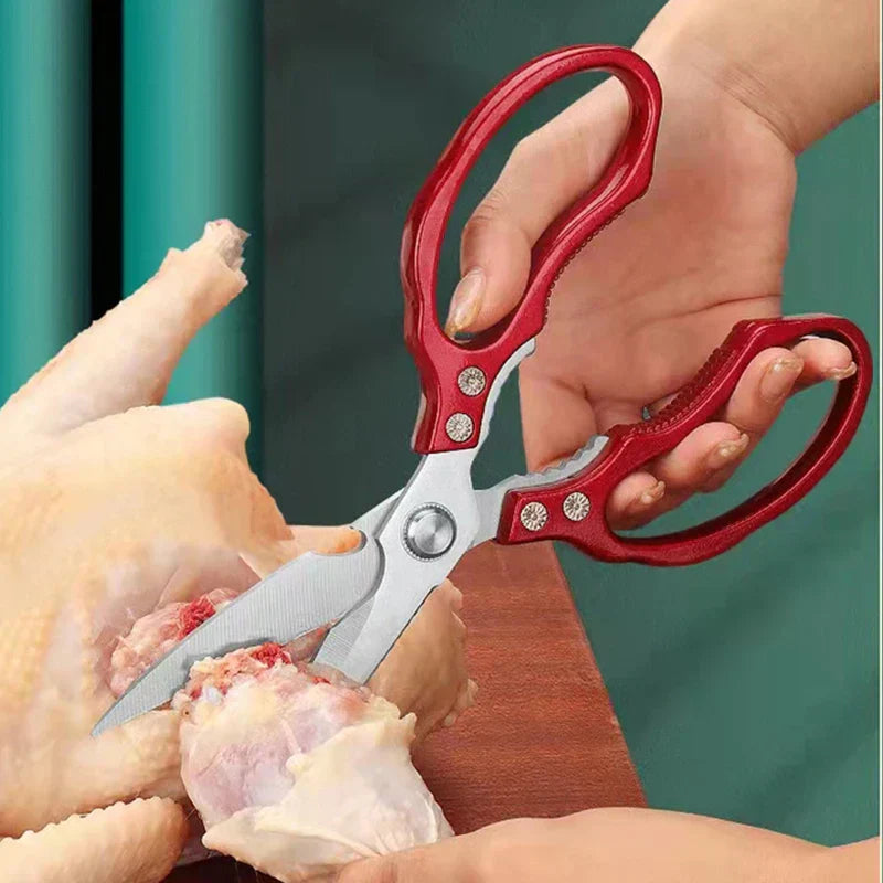 Red Kitchen Scissors with Stainless Steel Blade and Aluminium Grip