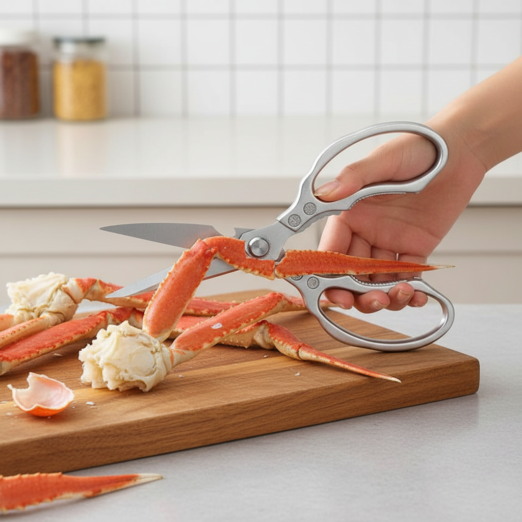 Red Kitchen Scissors with Stainless Steel Blade and Aluminium Grip