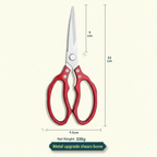 Red Kitchen Scissors with Stainless Steel Blade and Aluminium Grip
