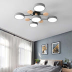 Round LED Ceiling Light with Acrylic Shade and Wood Metal Base