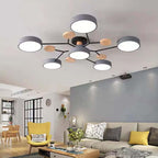 Round LED Ceiling Light with Acrylic Shade and Wood Metal Base