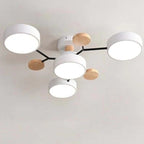 Round LED Ceiling Light with Acrylic Shade and Wood Metal Base