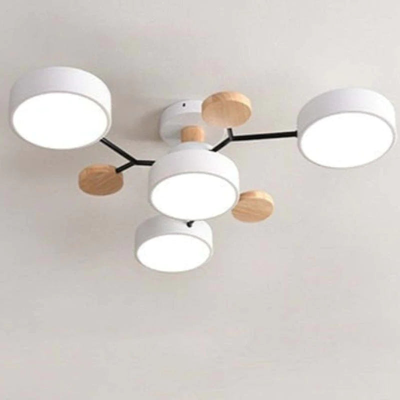Round LED Ceiling Light with Acrylic Shade and Wood Metal Base