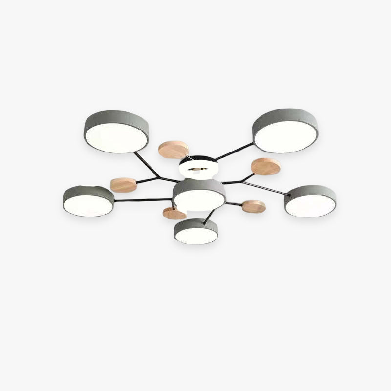 Round LED Ceiling Light with Acrylic Shade and Wood Metal Base