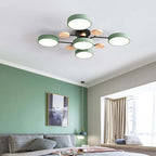 Round LED Ceiling Light with Acrylic Shade and Wood Metal Base