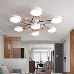 Round LED Ceiling Light with Acrylic Shade and Wood Metal Base