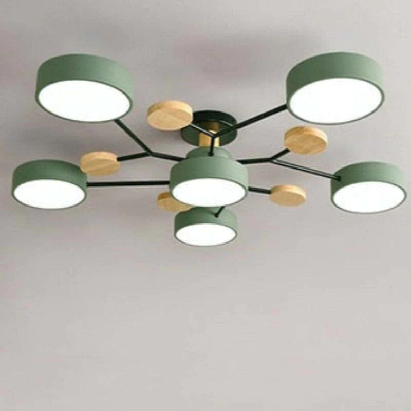Round LED Ceiling Light with Acrylic Shade and Wood Metal Base