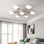 Round LED Ceiling Light with Acrylic Shade and Wood Metal Base