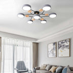 Round LED Ceiling Light with Acrylic Shade and Wood Metal Base