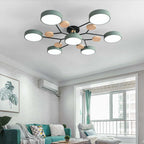Round LED Ceiling Light with Acrylic Shade and Wood Metal Base
