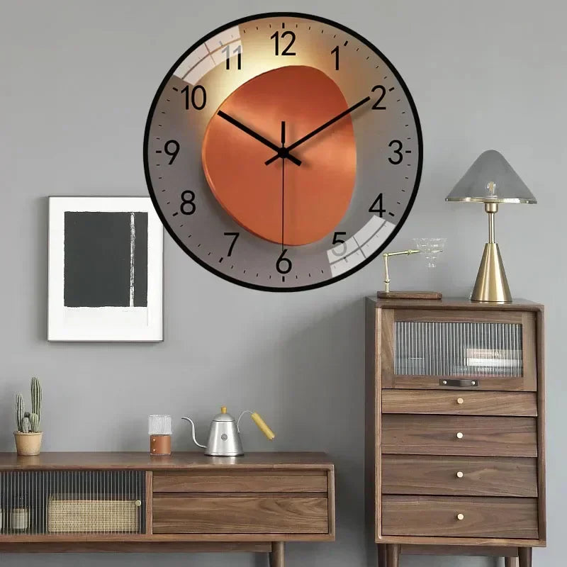 Plastic Glass Wall Clock 30 cm Non Ticking Mechanism