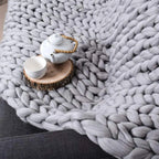 Chunky Knit Wool Throw Blanket Couch Bedding Interior Spaces
