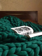 Chunky Knit Wool Throw Blanket Couch Bedding Interior Spaces