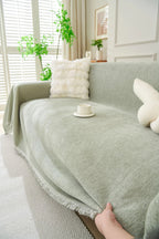 Sage Green Sofa Throw Machine Washable Double Stitching