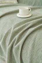 Sage Green Sofa Throw Machine Washable Double Stitching