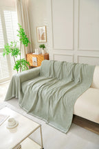 Sage Green Sofa Throw Machine Washable Double Stitching