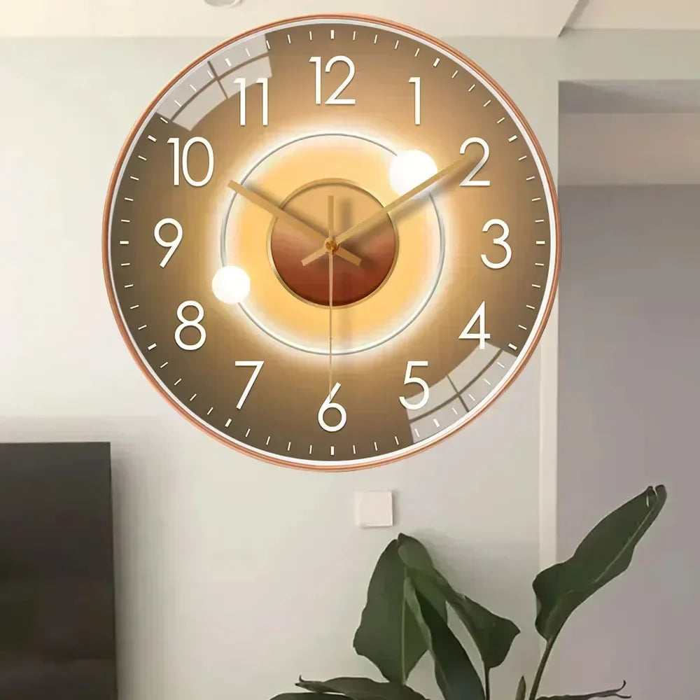 Plastic Glass Wall Clock 30 cm Non Ticking Mechanism