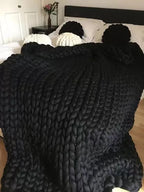 Chunky Knit Wool Throw Blanket Couch Bedding Interior Spaces