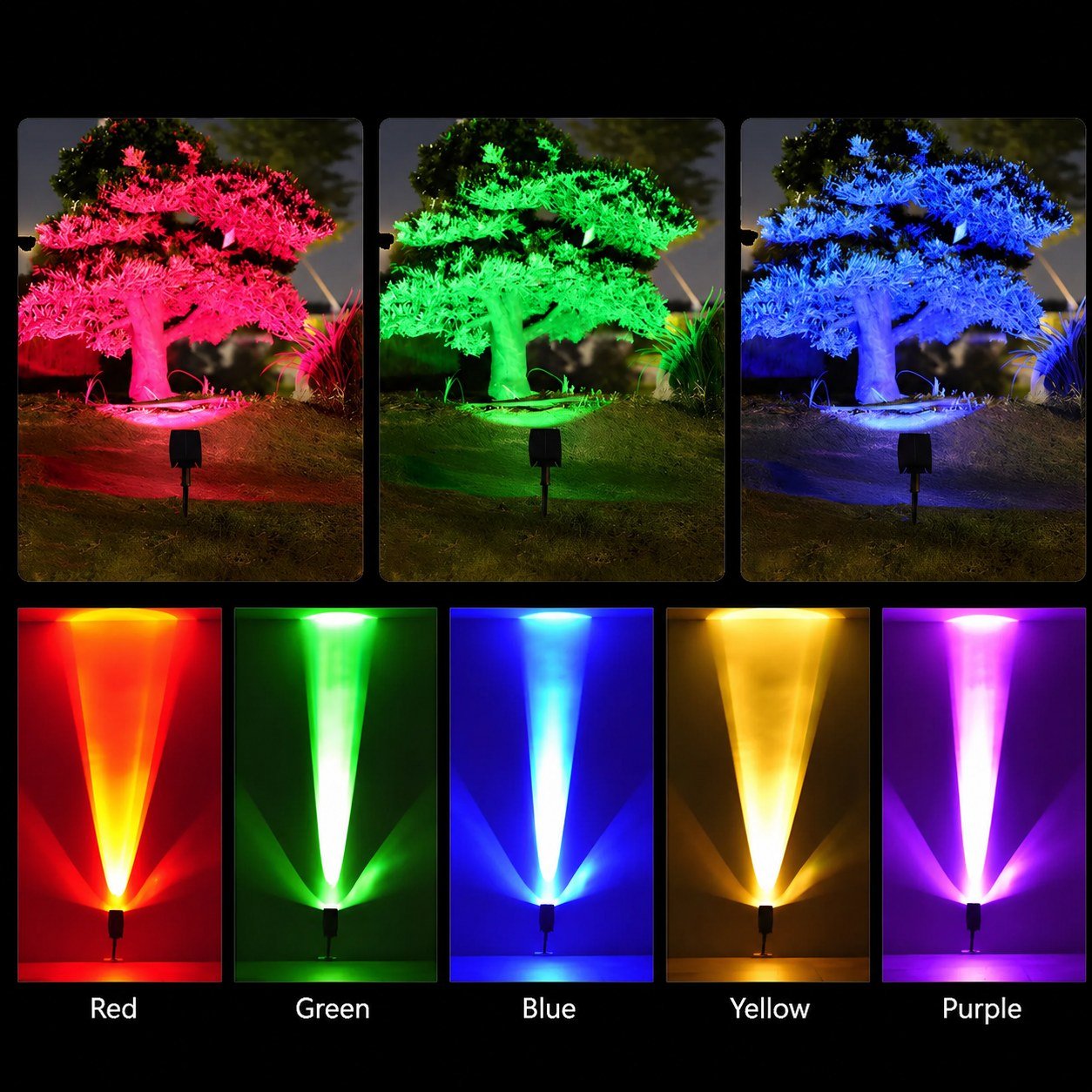 Solar LED Outdoor Spot Light with RGB Dimmer Control