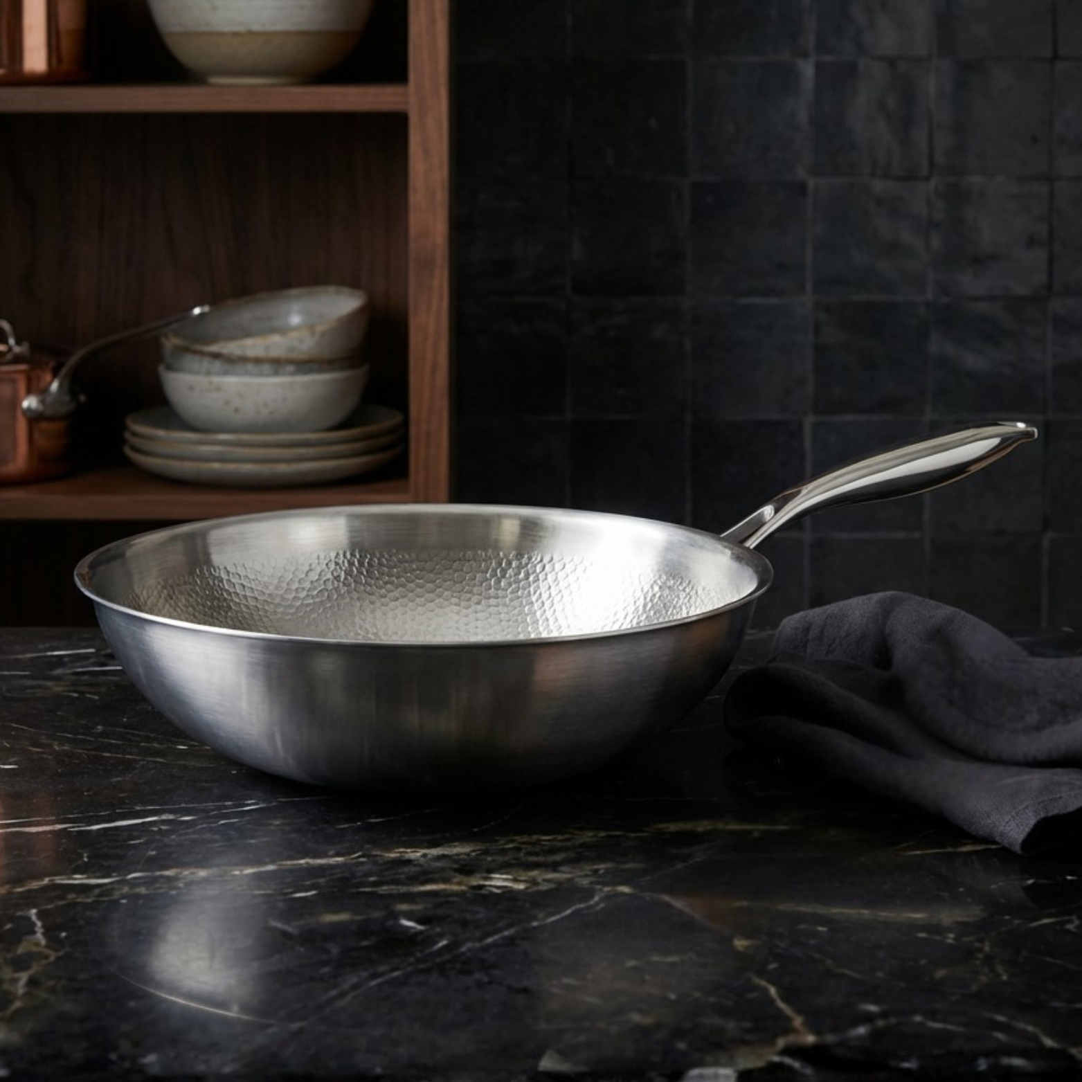 Solid Titanium Wok Pan No Coating Cooking Vessel