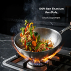Solid Titanium Wok Pan No Coating Cooking Vessel