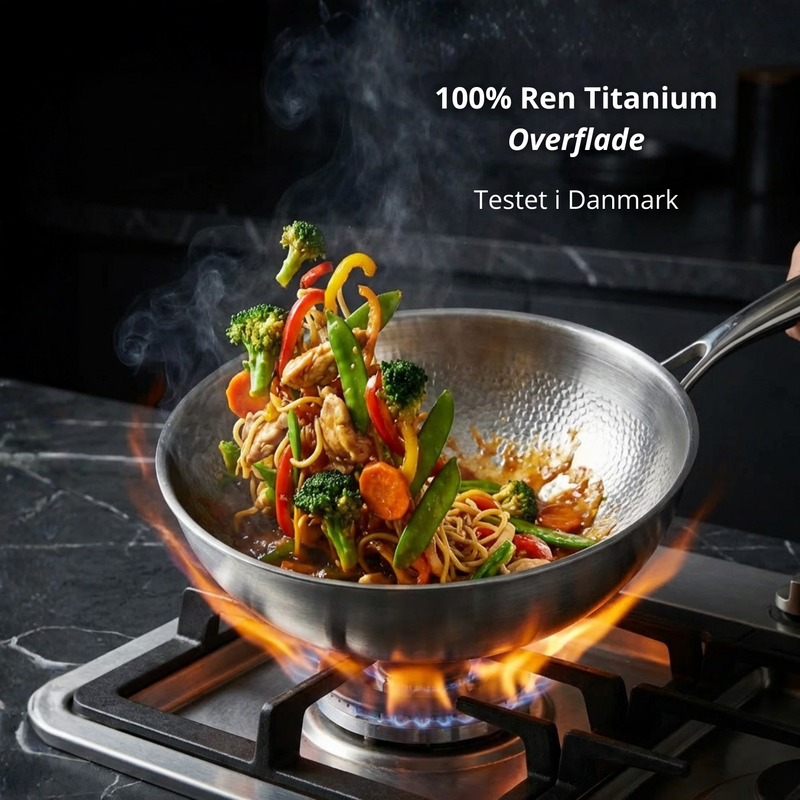 Solid Titanium Wok Pan No Coating Cooking Vessel