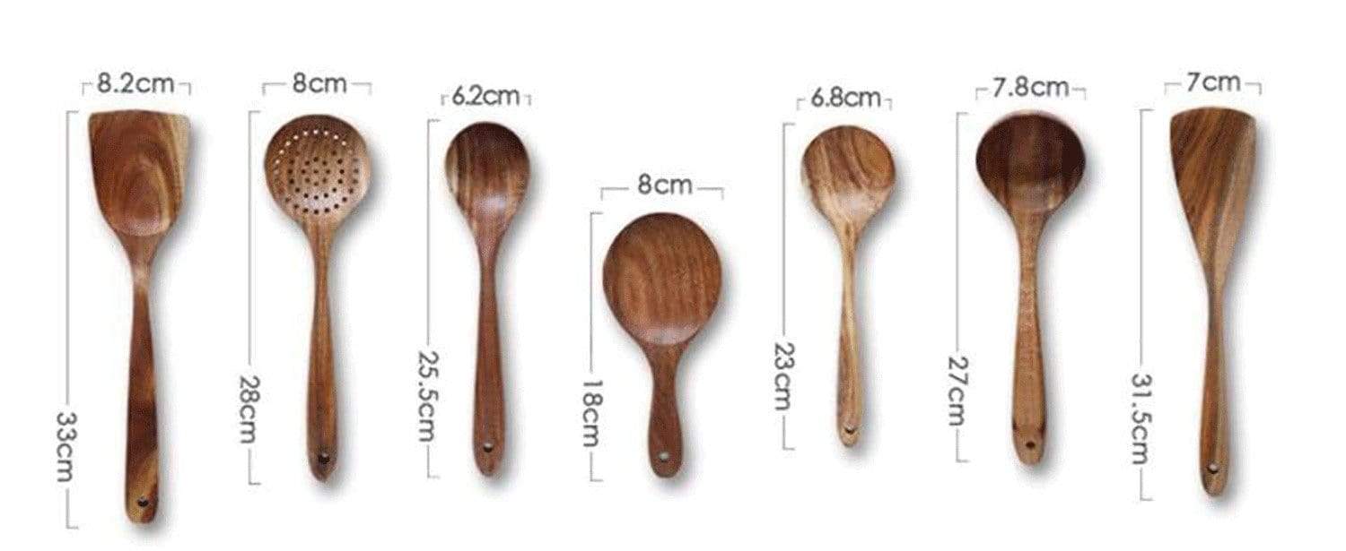Teak Wooden Utensil Set with Multiple Pieces Options