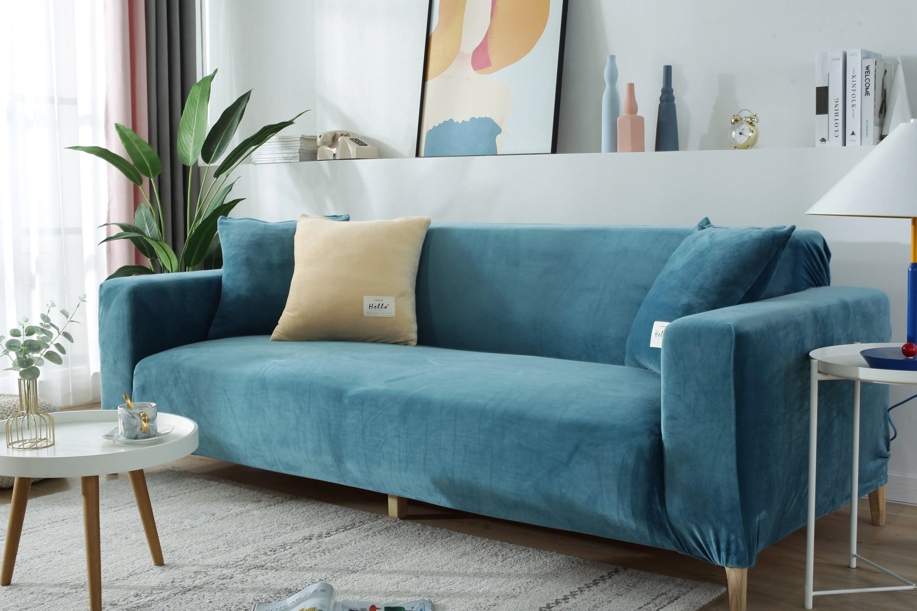 Stretch Micro Fabric Sofa Cover with Elastic Hem