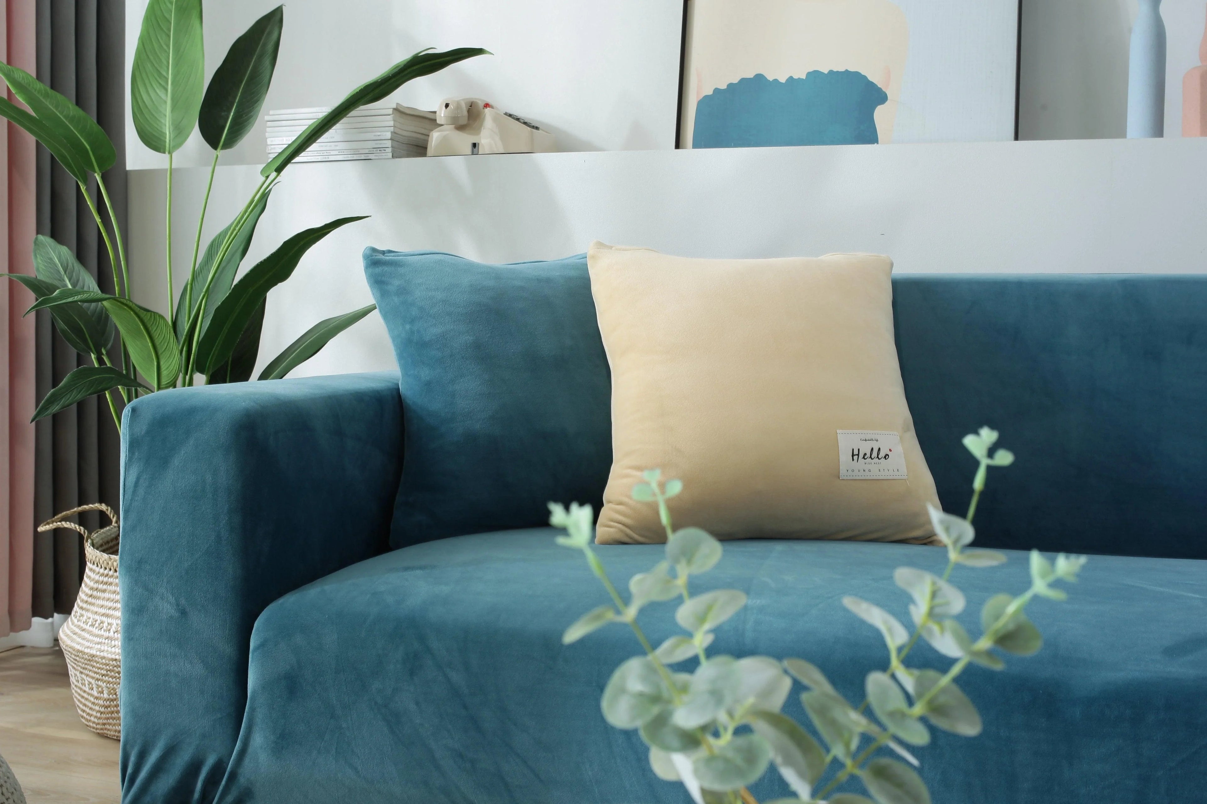 Stretch Micro Fabric Sofa Cover with Elastic Hem