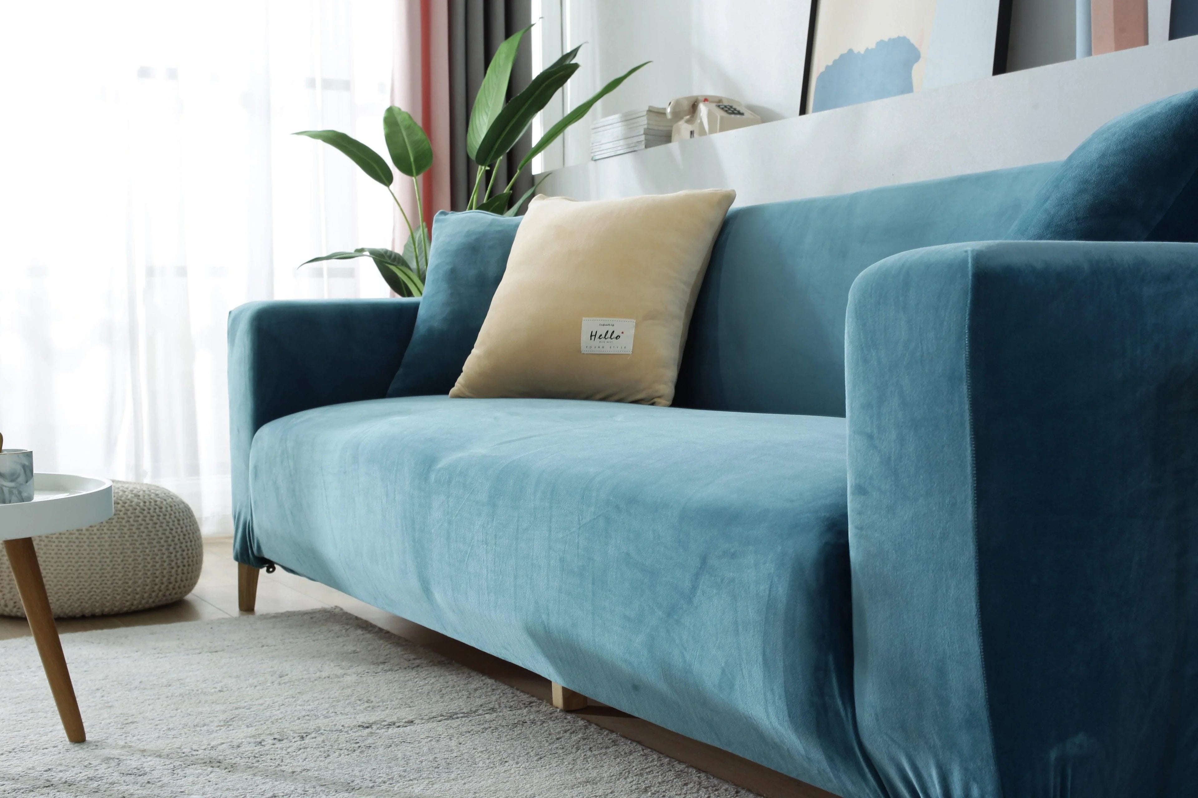 Stretch Micro Fabric Sofa Cover with Elastic Hem