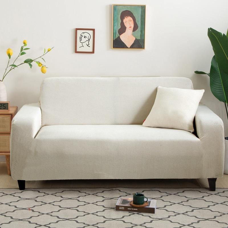 Stretch Sofa Cover Elastic Hem 1 to 4 Seater White
