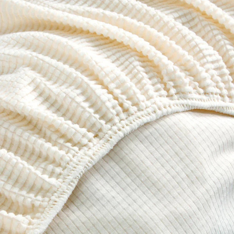 Stretch Sofa Cover Elastic Hem 1 to 4 Seater White