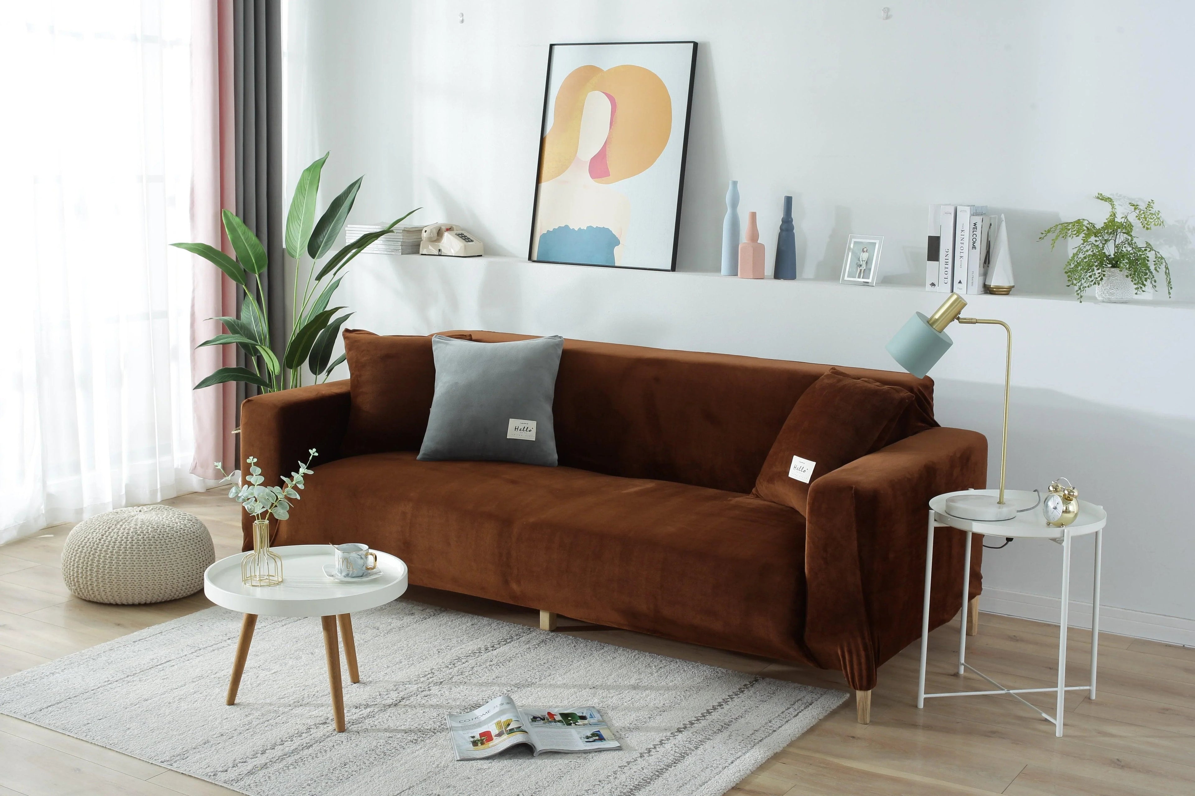 Stretch Sofa Cover Micro fabric Elastic Hem Fit