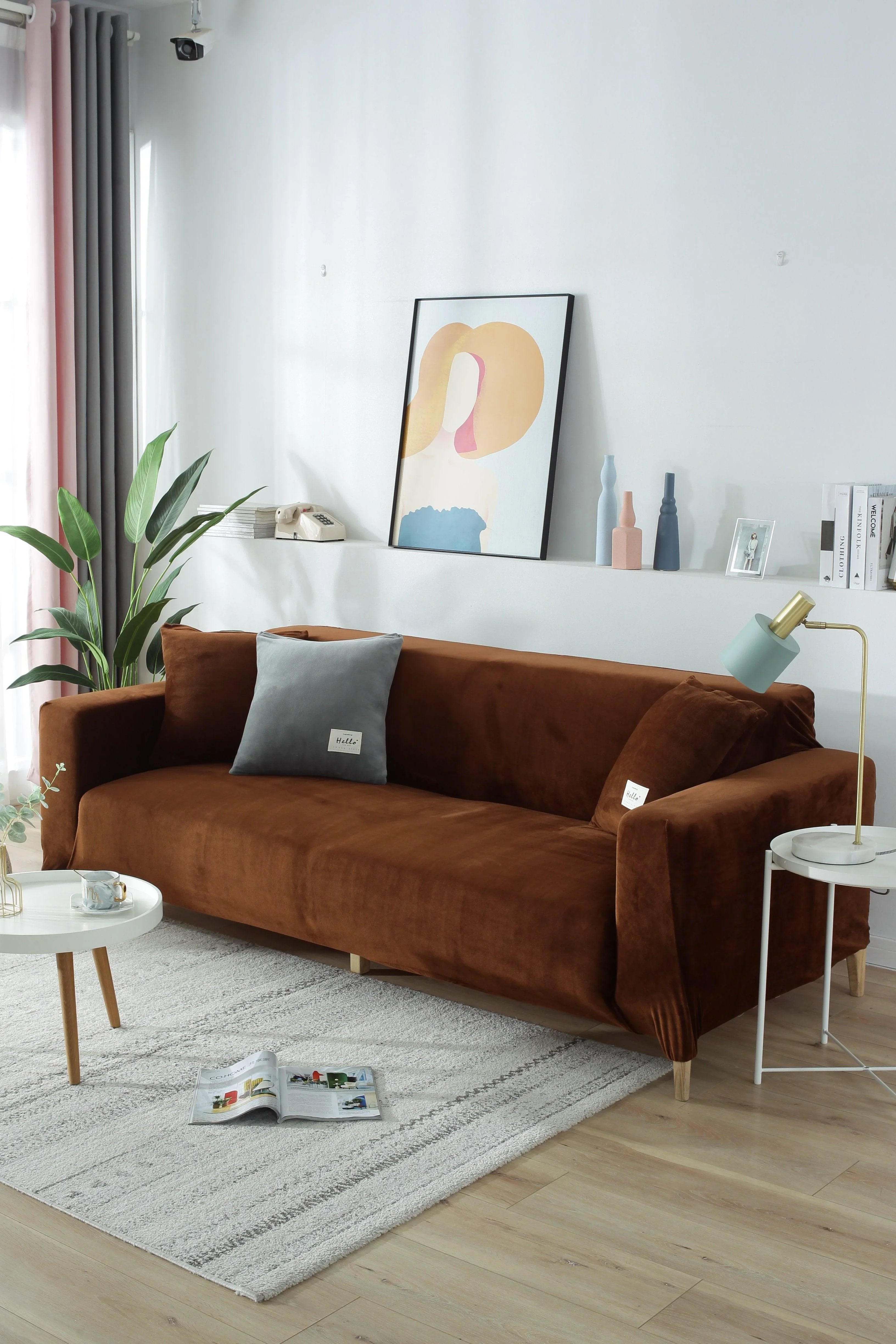 Stretch Sofa Cover Micro fabric Elastic Hem Fit
