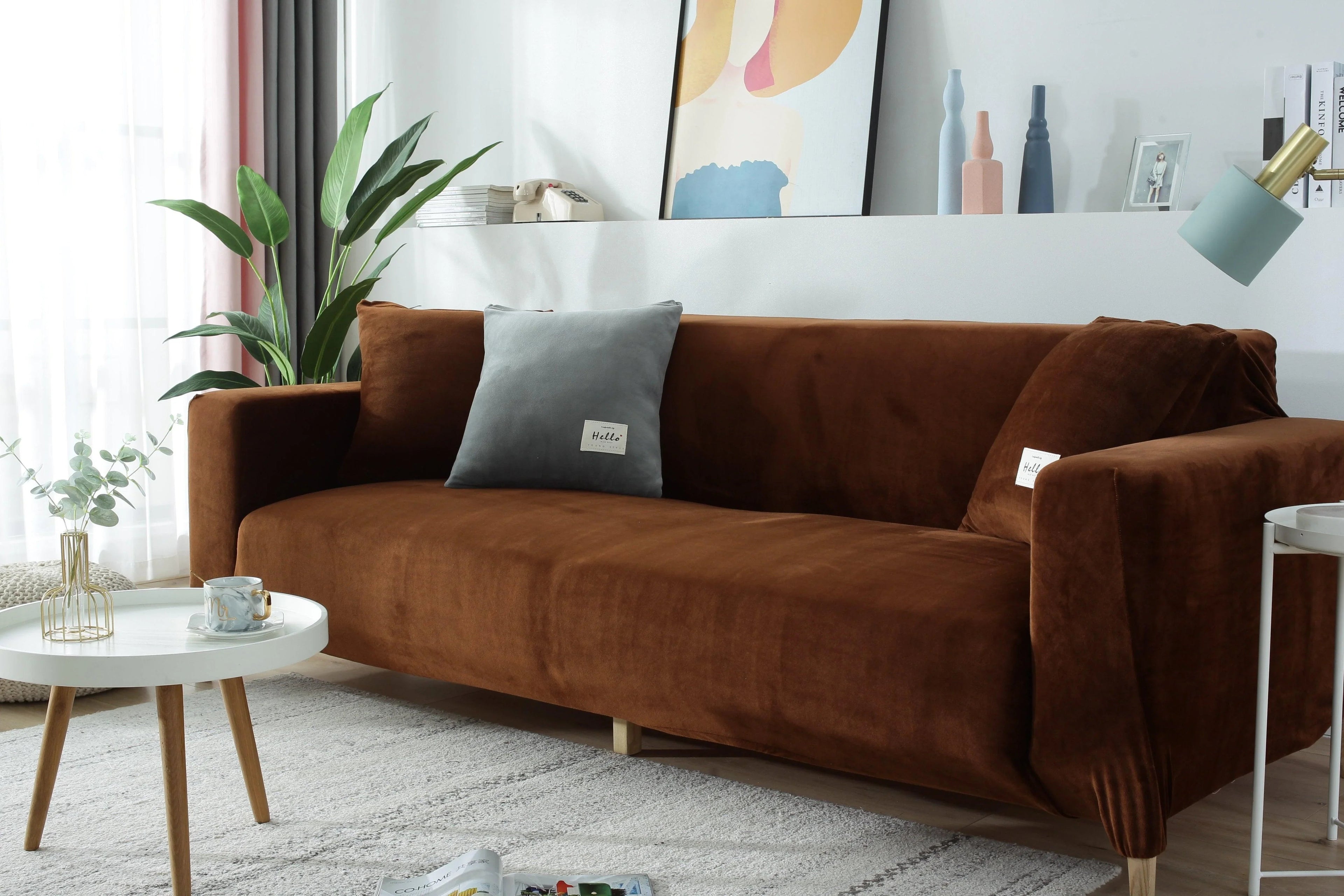 Stretch Sofa Cover Micro fabric Elastic Hem Fit