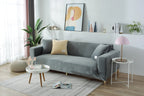 Stretch Sofa Cover Velvet Light Grey One to Four Seater