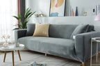 Stretch Sofa Cover Velvet Light Grey One to Four Seater