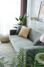 Stretch Sofa Cover Velvet Light Grey One to Four Seater