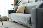 Stretch Sofa Cover Velvet Light Grey One to Four Seater
