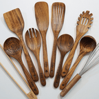 Teak wood kitchen utensil set ten piece assortment
